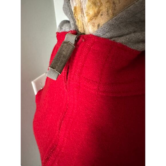 FRAUENSCHUH Red jacket wool hooded gray Full Zip Pockets Xs limited edition ski - Picture 5 of 16